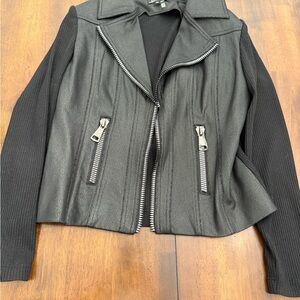 Black Jacket with Ribbed Sleeves